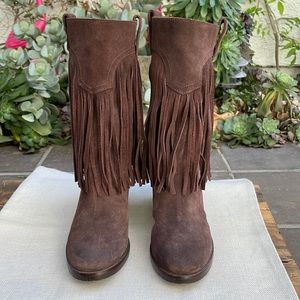Lucky Brand Caleb Fringe Suede Boots 6.5